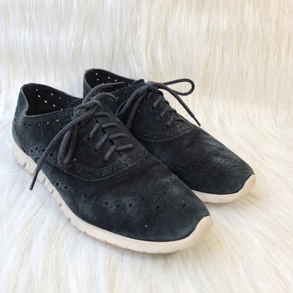 Cole Haan Grand.os Ivory Gray Oxford Lace Up Loafers Size 10.5 - Picture 2 of 11